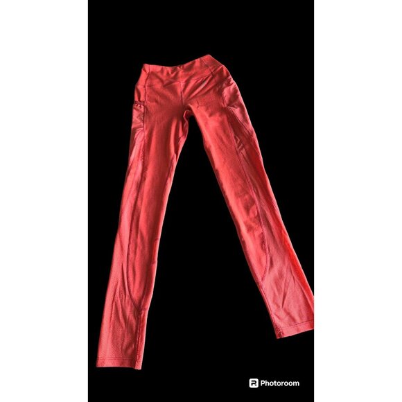 Women's Gymshark Exercise Workout Leggings Sz XS Orange Side Pockets EUC - Picture 2 of 9